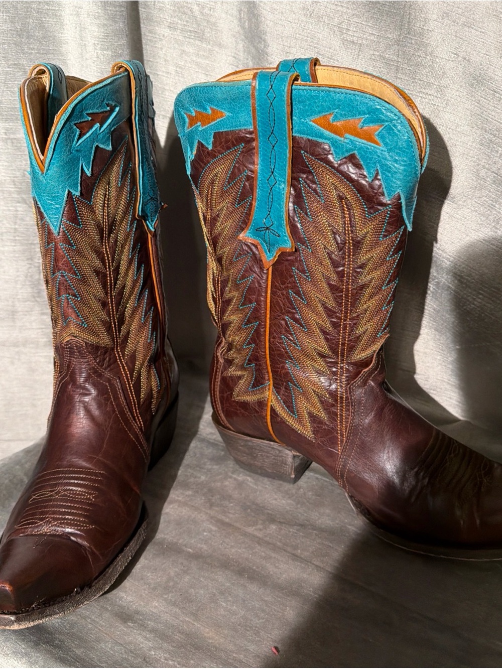 Old Gringo Yippee Ki Yay Turquoise/Brown Leather Western Boots Size 9B